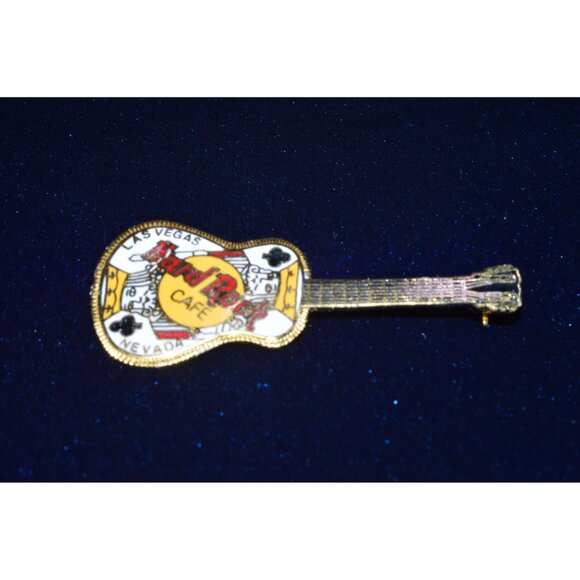 Vintage Hard Rock Cafe Las Vegas Nevada King of Clubs Guitar Lapel Pin Brooch - Picture 1 of 6